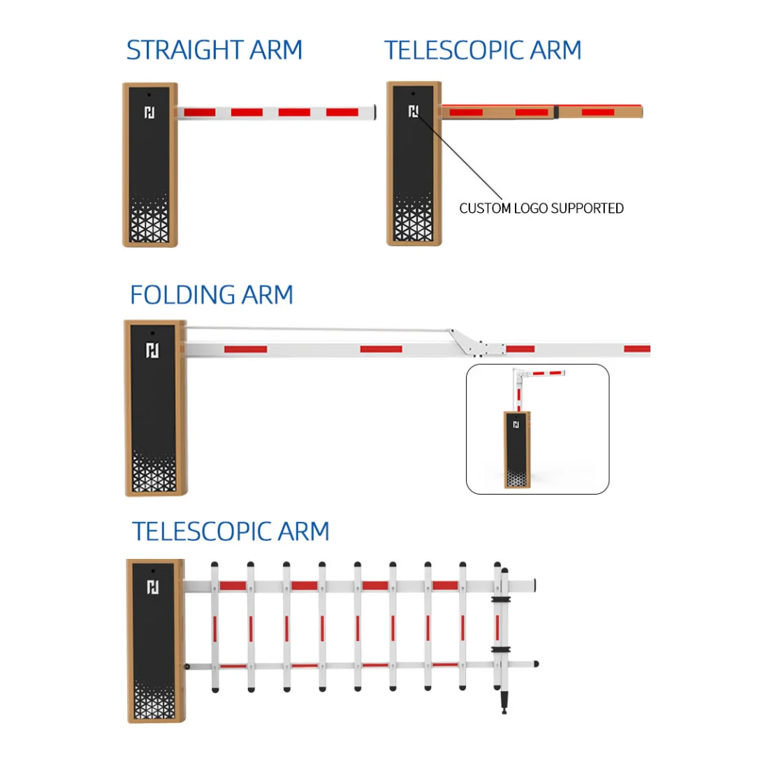 All-in-One LPR Parking Barrier with Straight, Folding, and Fence Arm Options